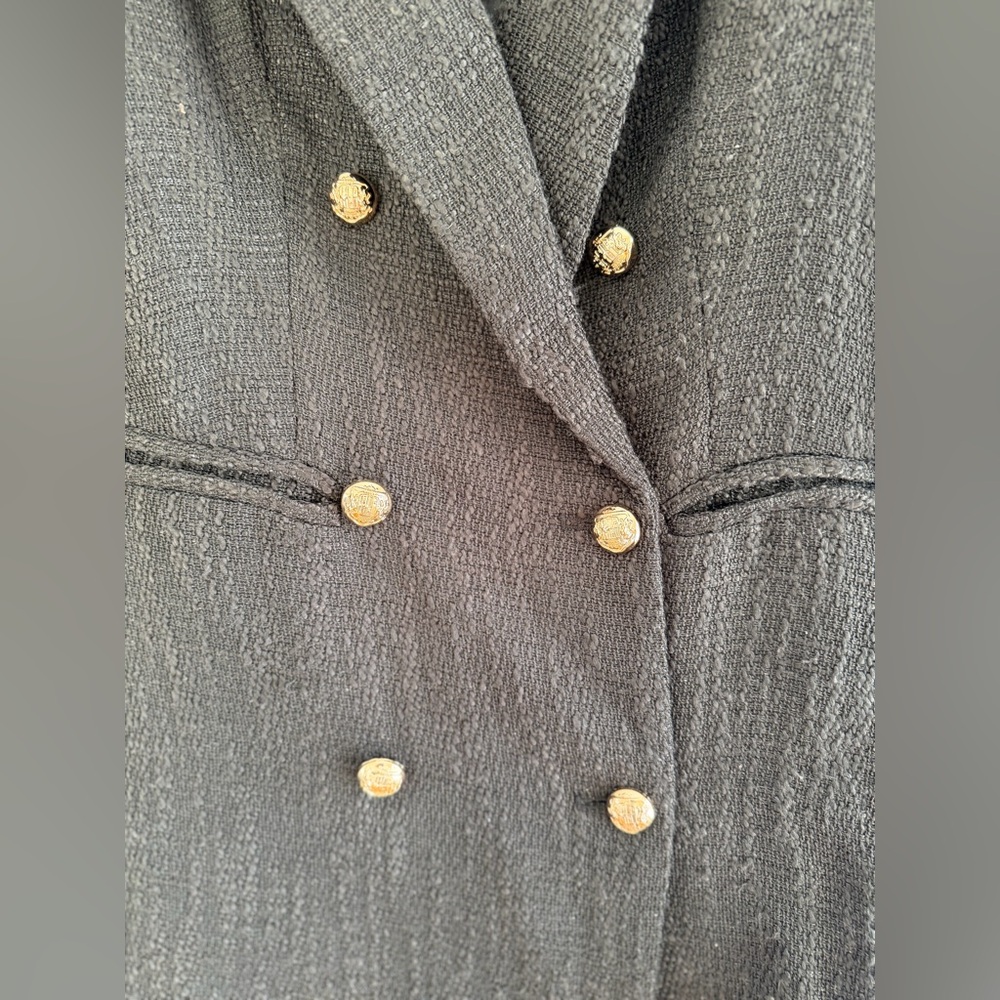 Area Stars Black Textured Double Breasted Blazer Gold Buttons NWT XS - Picture 5 of 6